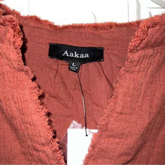 NWT AAKAA Brown Gauze Peasant Dress Size L - Picture 4 of 4